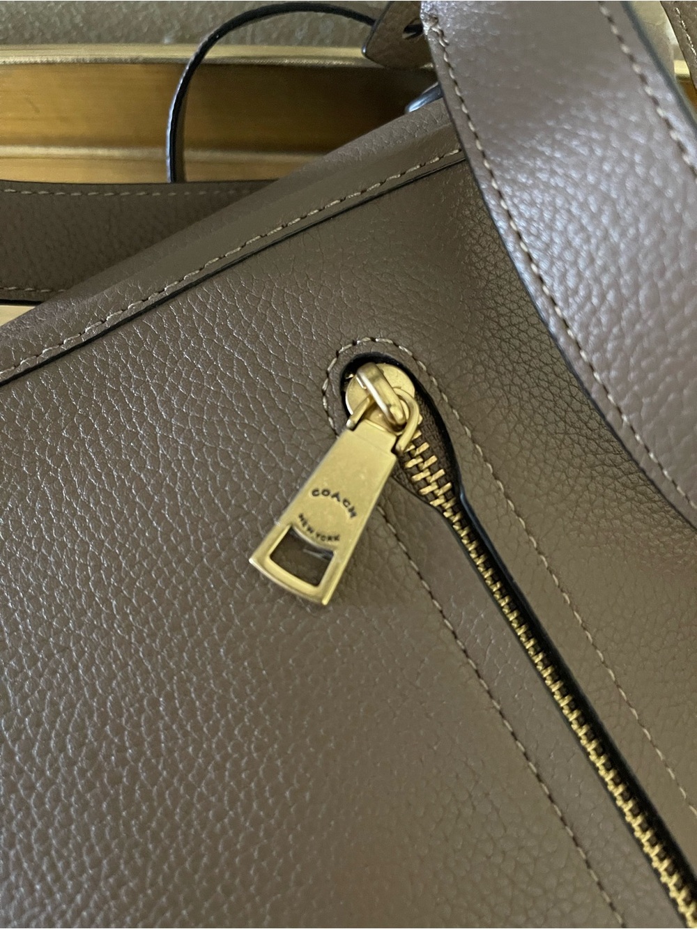 Coach Taupe Pebbled Leather Crossbody with Gold Hardware - Picture 7 of 14